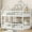 White, variant on Euroco Wood Twin over Twin Bunk Bed, House Floor Bed with Fence and Door for Kids Teens, Gray