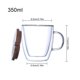 thumbnail image 5 of 2-pack 350 ml Glaskaffemuggar med Trälock Isolerade Koppar, 5 of 5