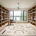 thumbnail image 2 of ODIKA 9'x12' Washable Area Rug Non-Slip, Chair-Friendly Beige Black Geometric Abstract Art Design Contemporary Motifs with Bold Lines for Dining Room, Basement, Large Office, 2 of 7