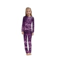 thumbnail image 2 of Yuaguia Family Matching Christmas Pajamas, Merry Christmas Letter Purple Sparkle Print Long Sleeve Top and Matching Lounge Pants Sleepwear Set, Kids 4 Years, 2 of 7