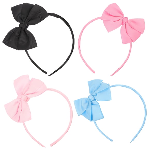 HOOWIFFY 4Pcs Wide Hair Band Black Material Bow Shape Fashion Accessory For Women Daily Wear