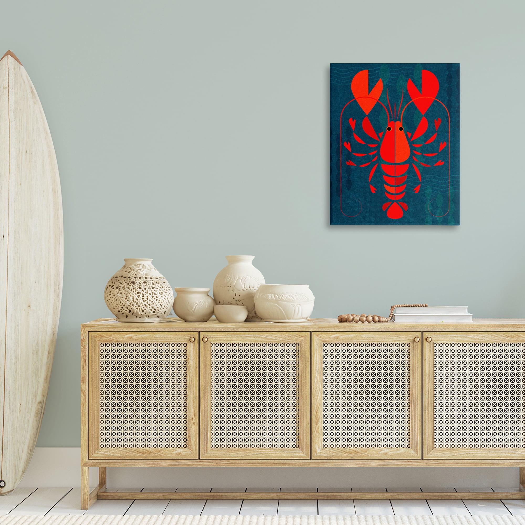 Stupell Industries Red Segmented Lobster Animals Painting Wrapped Canvas Art Print Wall Art, 24 x 30