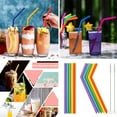 thumbnail image 2 of Silicone Straw Cleaning Brush Set, Each 5pcs All 10 Pcs Reusable Colored Folding & Straight Beverage Straws with 2 Brushes for Parties, Home & Drinks, 2 of 9