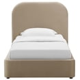 thumbnail image 5 of Platform Bed Frame, Twin Size, Taupe Gray, Velvet, Bedroom, Modern Contemporary Boutique HB36800, 5 of 9