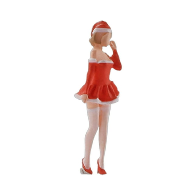 Figurines de Personnes en Résine Personnages Parc Rue Scènes Mise en Page Projets DIY Miniature Réaliste Délicate Peinte Noël Mini 1:64 Figurines Fille