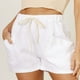 thumbnail image 4 of Pantalones Cortos De Bolsillo Pantalones Cortos De Lazo Suelto Informal Elegante De Cintura Alta Lisos para El Trabajo En Casa Verano Blanco S, 4 of 8