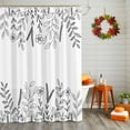 thumbnail image 2 of Shower Curtain 72"W x 78"L Simple Flowers Leaves Pattern White Fabric Shower Curtains Set with Hooks Water Repellent Bathroom Curtains Machine Washable Bathroom Accessories, 2 of 6