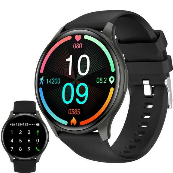 Men Women's Smart Watch 1.43 Inch Wireless Talking Watch with Sports Fitness Activity Tracker,IP67 Waterproof Smart Watch for Android Ios,Black