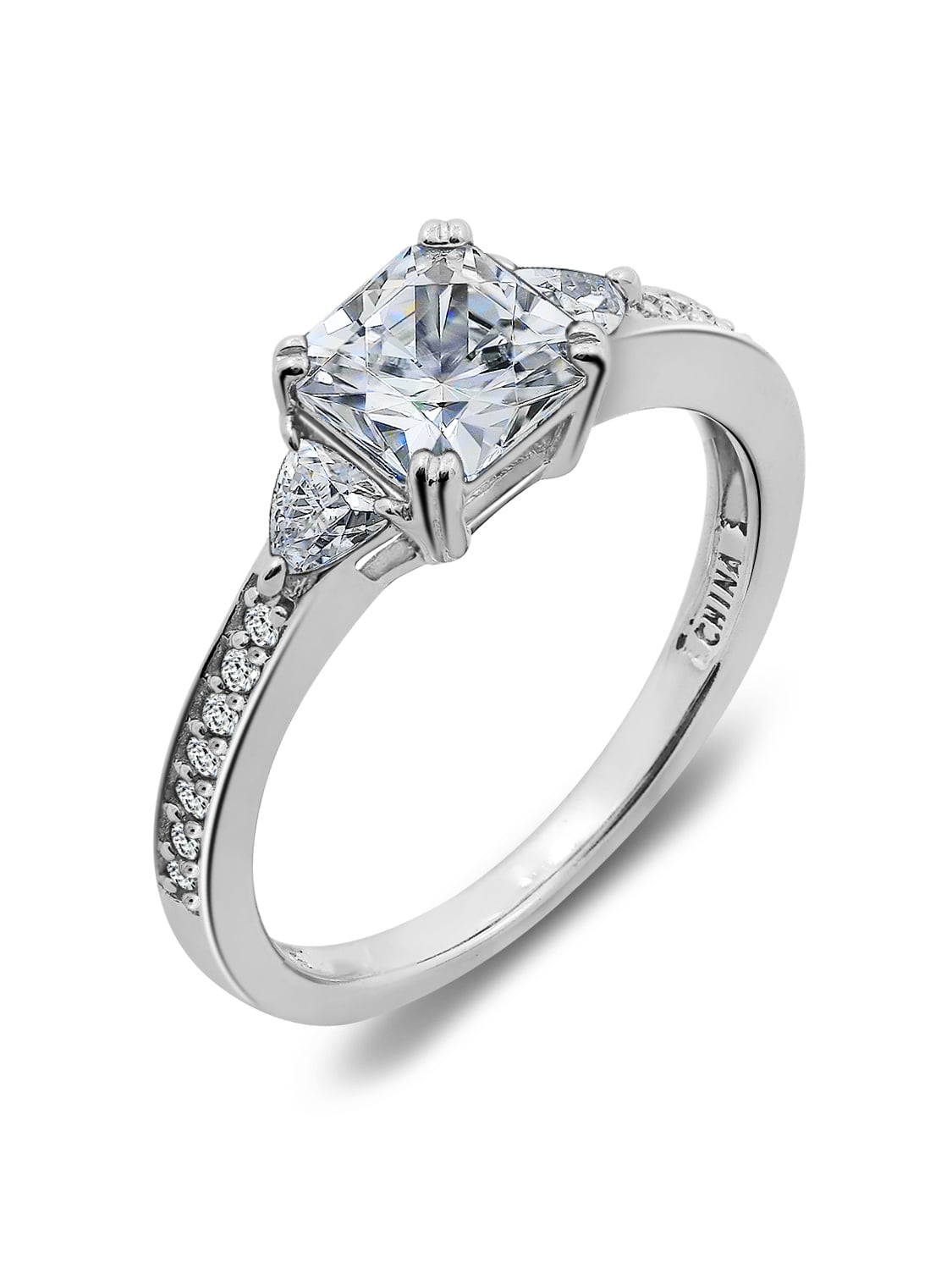 Sterling Silver Cubic Zirconia Fancy & Trillion Cut Ring, Size 8