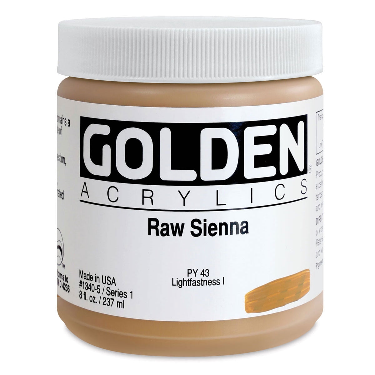 Golden Heavy Body Artist Acrylics - Raw Sienna, 8 oz Jar