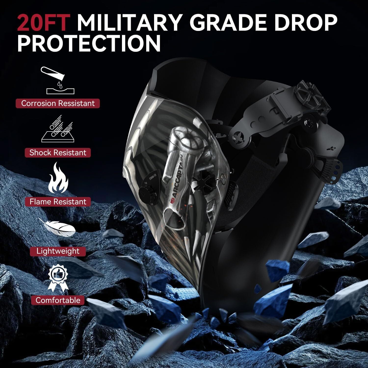 ARCCAPTAIN Welding Helmet HSH-S800 Warrior Auto-Darkening True Color Lens 4 Arc Sensors Solar Power Fast Response