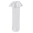 thumbnail image 2 of CHCNHAC 1 Pair Girls Lace Trim Knee High Socks, Ruffle Top Calf Length Socks, Cute Princess Style White Dress Socks for Kids Age 3-10 Years, Perfect for School Wedding Daily Wear, 2 of 3