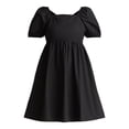 thumbnail image 3 of Time and Tru Women's and Women's Plus Tie Back Mini Dress with Puff Sleeves, Sizes XS-4X, 3 of 4