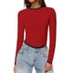 thumbnail image 1 of Top corto de manga larga ajustado para mujer - Camiseta ajustada de cuello redondo, poliéster, XS-XL, camiseta básica para yoga y entrenamiento para otoño/invierno, 1 of 5