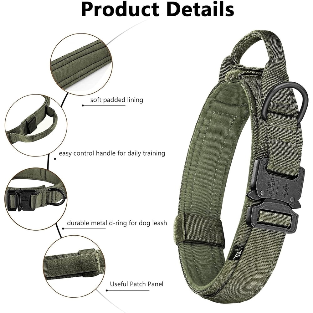 Dog Collar Durable Tactical Leash Set Adjustable Pet Collar Leash Medium Large Dog Shepherd Training Accessories