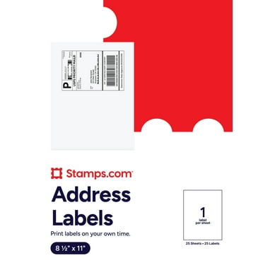 8 1/2 x 11" Shipping Labels, 4 per Sheet, 25 Sheets, for Packages