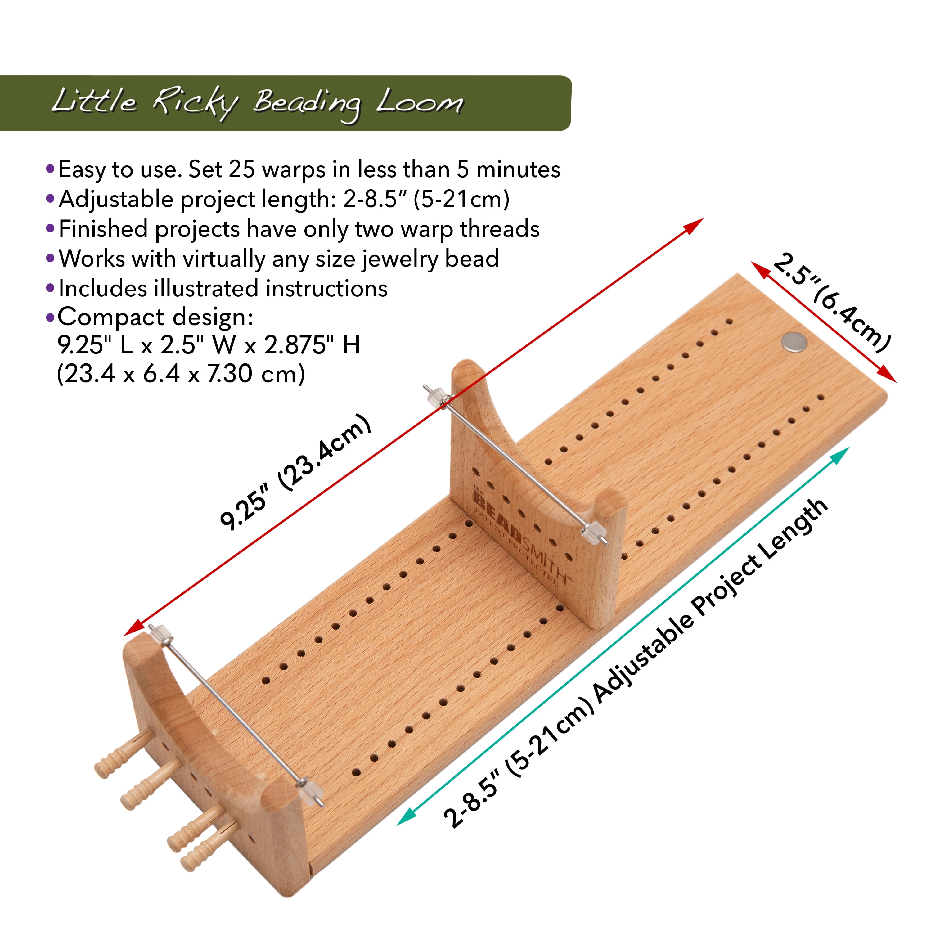 The Beadsmith Little Ricky Beading Loom Kit, Compact Two-Warp Design for Necklaces and Bracelets