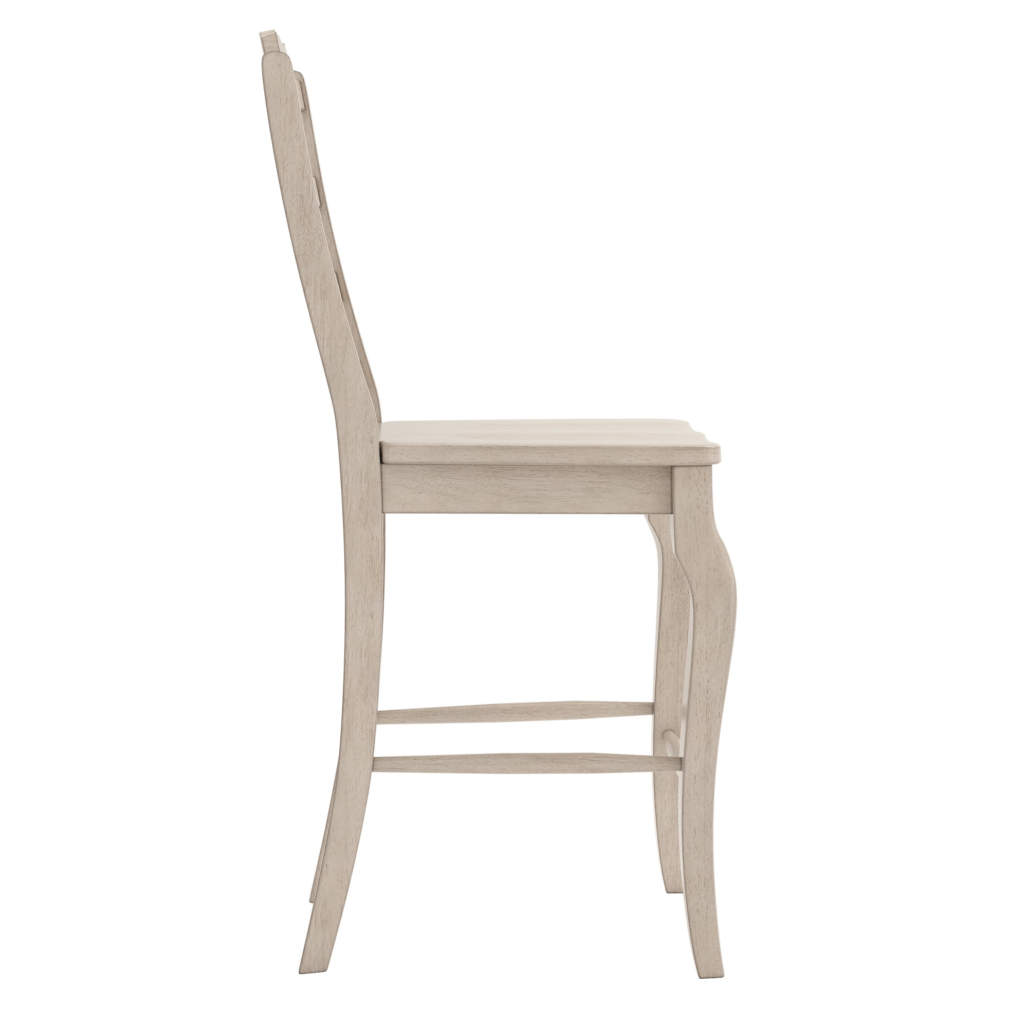 Weston Home Farmhouse Vintage French Ladder Back Solid Wood Counter Height Chair, Set of 2, Antique White
