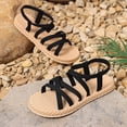thumbnail image 5 of Tqyyweavej Strappy Espadrille Sandals for Women Crisscross Slip On Ankle Strap Slides Sandals Versatile Open Toe Platform Sandals 36-41, 5 of 10