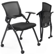 Cotinse Folding Office Chair Stackable Conference Room Chairs with Wheels and Padded Mesh Back Ergonomic for Reception Meeting