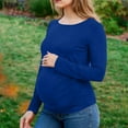 thumbnail image 2 of Annhoo Women's Long-Sleeved Maternity Shirts Soft Crew Neck Solid Color Pullover Dressy Comfy Tunic Pregnant Basic Tops, 2 of 7