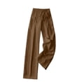 thumbnail image 3 of Linen Pants Women 2026 Summer Palazzo Wide Leg Flowy Pant Low Waist Casual Loose Fit Vacation Trousers Beach Outfits Coffee XXL, 3 of 5