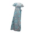 thumbnail image 4 of Vestidos de verano para mujer Ropa Vestido cruzado con estampado floral para viajes de playa y vacaciones Azul, 4 of 8