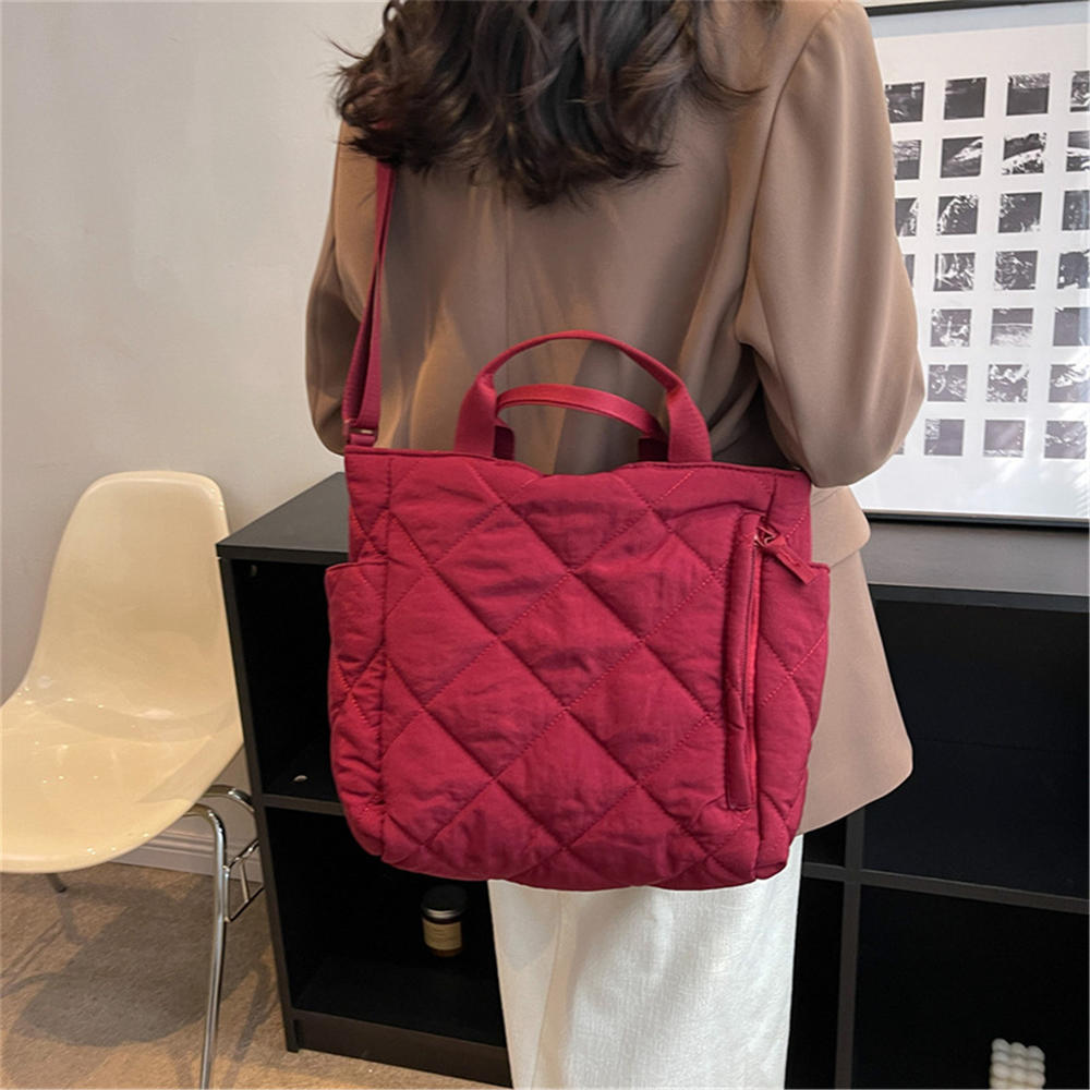 Quilted Puffer Crossbody Bag - Lightweight Nylon Puffy Tote Shoulder Bag For Women, Hobo Style Carryall