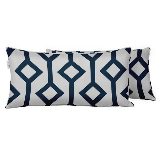 VargottamIndoor/OutdoorPolyester FabricLumbarPillowCover,All-Weather Waterproof Rectangular Cushion Case for Patio Furniture,12" x 20"Set of 2 -Abstracts-36