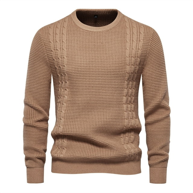 EGNMCR Chandail pour Homme Tricot pour Homme Chandail à Col Rond Chandail Décontracté Uni Chandail de Base