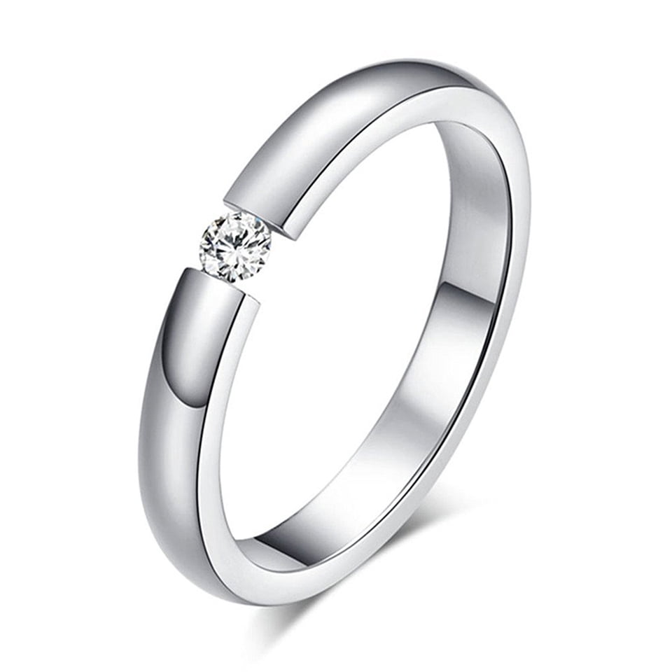 Bague en Acier Inoxydable pour Femmes, Bague de Fiançailles, 3mm
