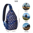 thumbnail image 5 of Sling Backpack,Dark Blue Christmas Dog and Snowman Pattern Sling Bag with Water Bottle Holder,Waterproof Sling Bag for Men/Women with Headphone Jack for Hiking,Travel, 5 of 6