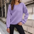 thumbnail image 2 of RUTAYY Women's Sweatshirt Solid Color Long Sleeve Fall Winter Pullover Soft Casual Fashion Plus Size Comfortable Crewneck Sweatshirt Purple, 2 of 4
