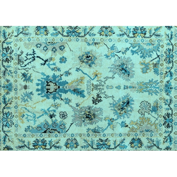 Ahgly Company Indoor Rectangle Abstract Light Blue Modern Area Rugs, 2' x 4'