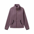 thumbnail image 5 of Ynynloco Women's Full Zip Fleece Jacket Faux Shearling Warm Winter Long Sleeve Stand Collar Sherpa Coat Outwears with Pocket, 5 of 6
