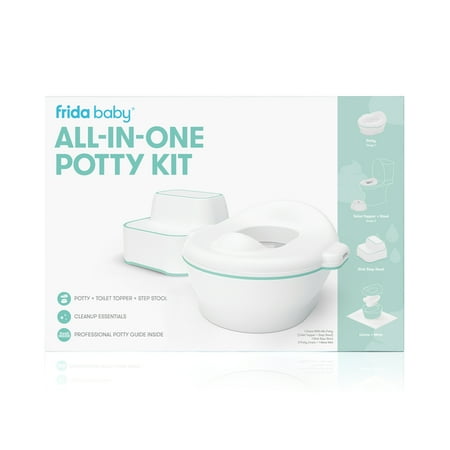 Frida Baby All-in-One Potty Kit Includes Grow-With-Me Potty  Toilet Topper  Toilet Step Stool  Sink Step Stool  Cleanup Essentials  and Professional Potty Guide