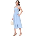 thumbnail image 2 of Women's Boho Summer Sleeveless Tie Straps Square Neck Smocked Split Midi Dress with Pockets, 2 of 6