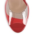 thumbnail image 5 of FSJ Women Sexy Peep Almond Toe Transparent Strap Sandals Platform Buckle Stiletto High Heels Party Banquet Date Shoes Size 9.5 Red, 5 of 5