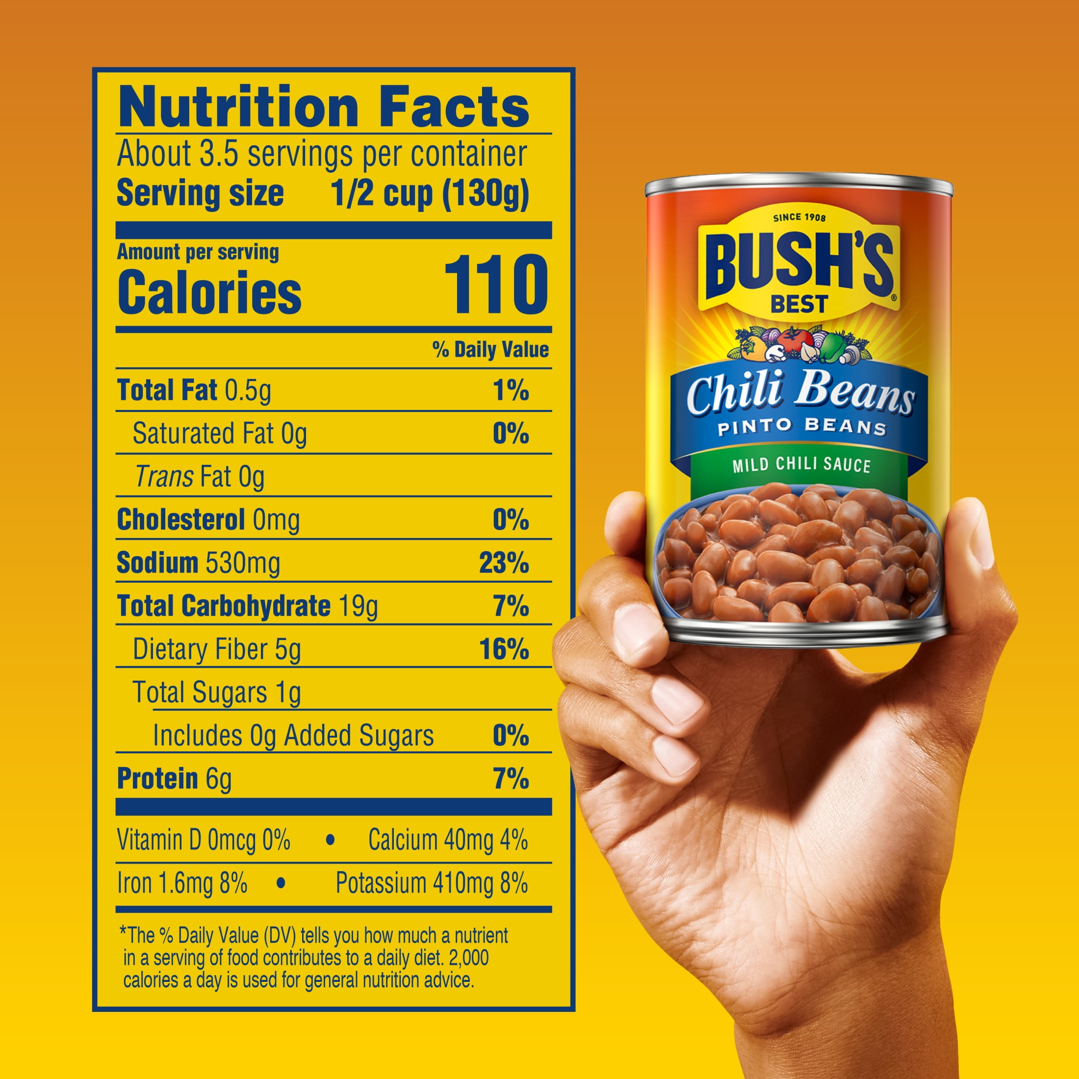 (12 pack) Bush's Chili Beans, Canned Pinto Beans in Mild Chili Sauce, 16 oz Can