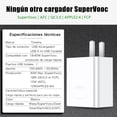 thumbnail image 2 of Cargador y cable SuperVooc de 1m, adaptador de pared USB warp para Oneplus 11/Nord CE 2/N200/N100/10, 2 of 9