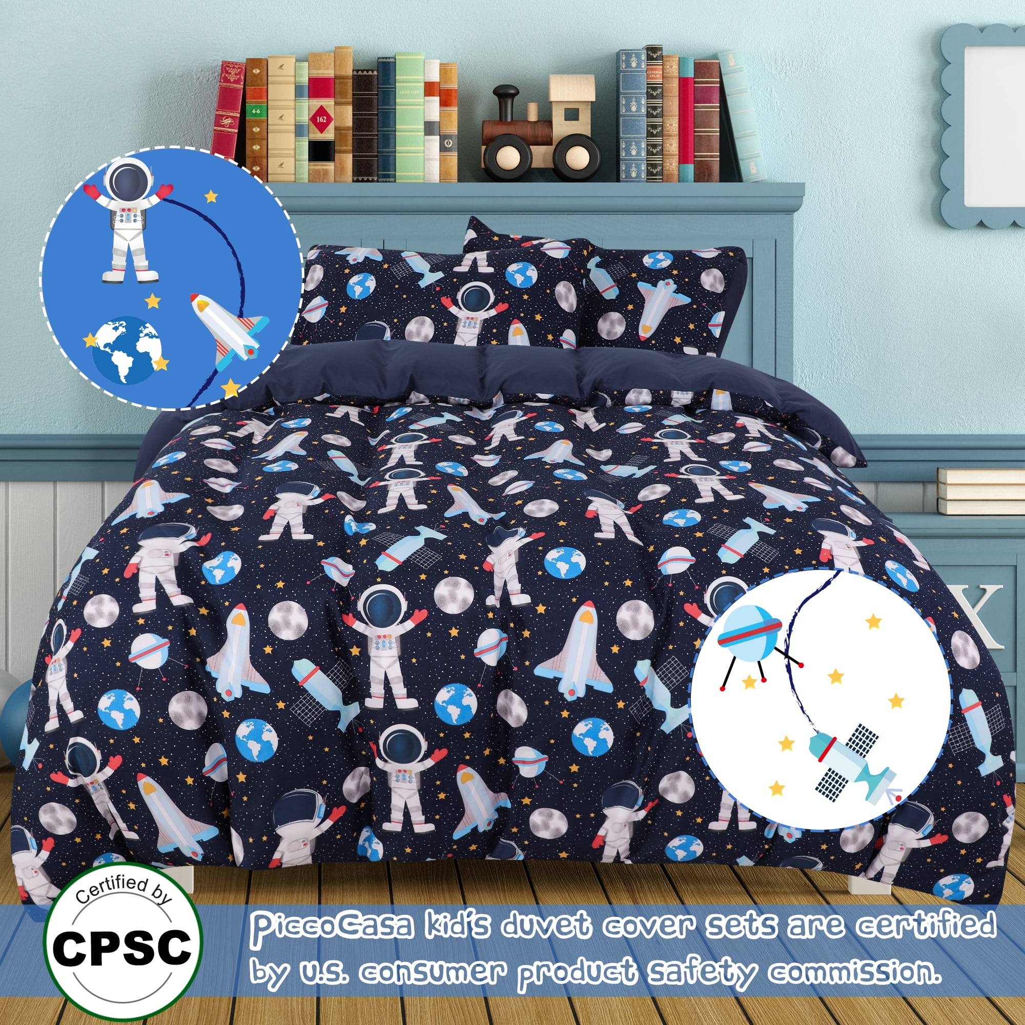 Unique Bargains 3 Piece Brushed Polyester Kid Duvet Cover Bedding Set Twin