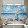 thumbnail image 4 of Spring Floral Sheer Curtains 54 Inches Length 2 Panels Set, Window Sheer Curtains for Living Room/Bedroom, Coastal Blue Oil Painting Botanical Daisy Light Filtering Rod Pocket Curtain 52'' x 54'' x 2, 4 of 7