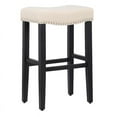 thumbnail image 1 of 29" Upholstered Saddle Seat Bar Stool in Beige, 1 of 6