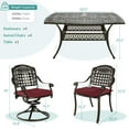 thumbnail image 3 of MEETWARM 9-Piece Outdoor Patio Dining Set for 8, All Weather Cast Aluminum Patio Funiture Table and Chairs Set- Large 64" Square Table and 4 Swivel Rocker Chairs, 4 Stationary for Garden, Red, 3 of 8