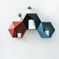 thumbnail image 4 of GOOHOCHY Estante de almacenamiento hexagonal nórdico, estante geométrico de pared, organizador único para el hogar, decoración para sala de estar y dormitorio (negro), 4 of 8