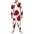 thumbnail image 3 of Fotbe Fly Flying Ladybug Pattern Long Sleeve Pajama Set for Men,Sleepwear Set,2-piece Loungewear Set,Soft PJs Comfy Nightwear with Pockets-Medium, 3 of 7