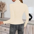 thumbnail image 4 of Womens Long Sleeve Turtleneck Sweaters Ribbed Knit Pullover Tops Slim Fit Basic Casual Comfort Soft Outfits Beige XL, 4 of 5