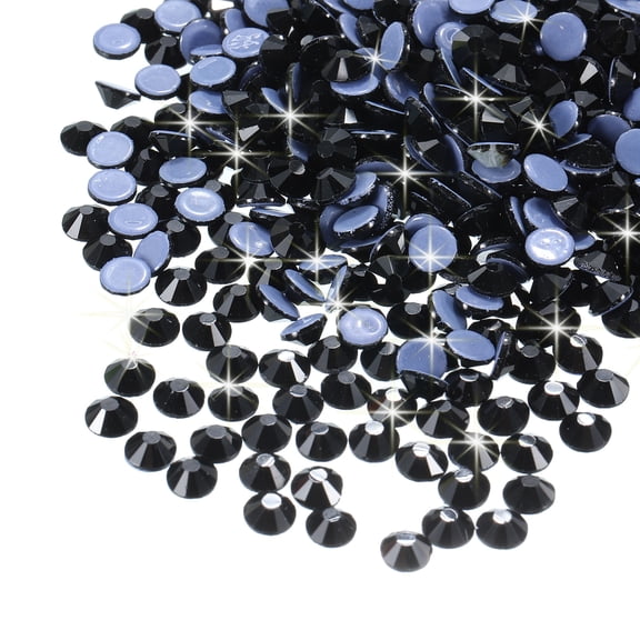 Uxcell 288 Pcs Hotfix Rhinestones Flatback Crystal Glass Gems (SS34 7.3mm,Black)