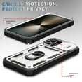 thumbnail image 2 of Compatible with iPhone 16 with Sliding Cover Lens Protection & Kickstand, Built-in 360° Rotate Ring Stand Magnetic Card Slot Hybrid Cover Case for iPhone 16, White+Black, 2 of 9