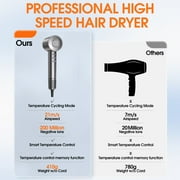 Posrue High-Speed Hair Dryer with 110,000 RPM Brushless Motor and 200 Million Negative Ions, Gray